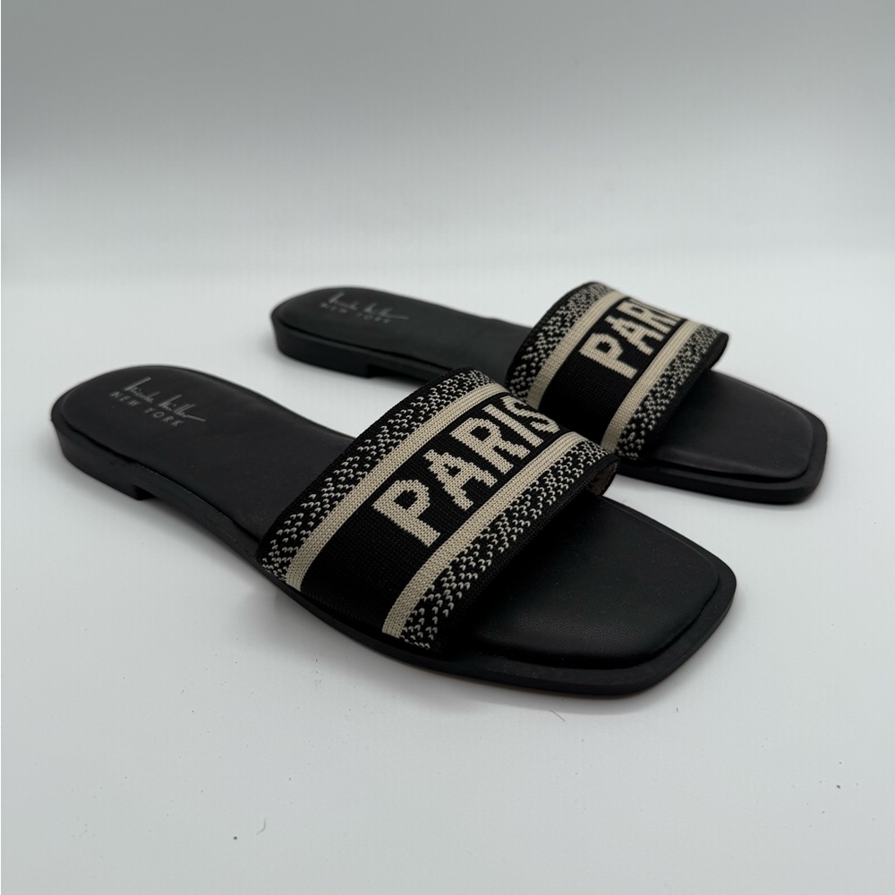 NICOLE MILLER City Paris Black Slides Size: 9.5